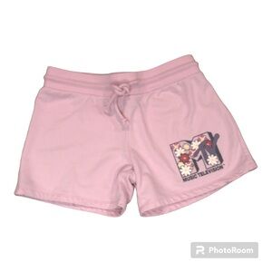 MTV Pink Flower Shorts-Size Medium (7-9)
